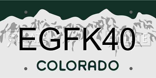 EGFK40 Colorado License Plate