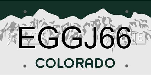 EGGJ66 Colorado License Plate
