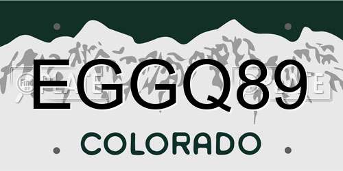 EGGQ89 Colorado License Plate