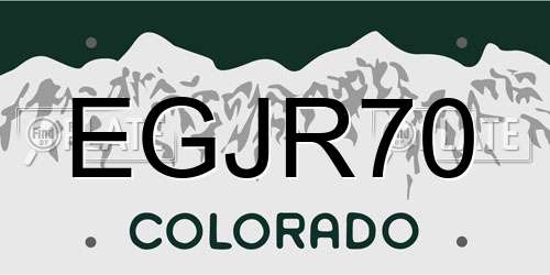 EGJR70 Colorado License Plate