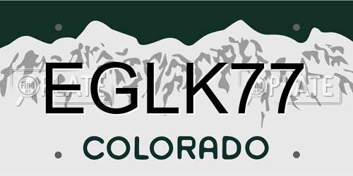 EGLK77 Colorado License Plate