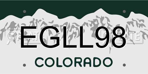 EGLL98 Colorado License Plate