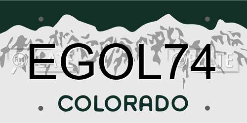 EGOL74 Colorado License Plate