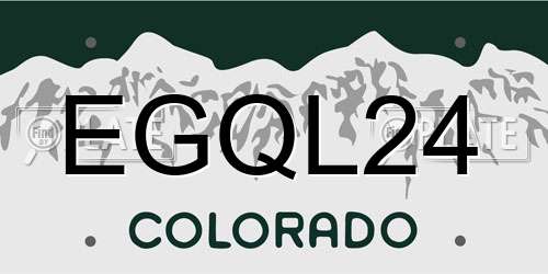 EGQL24 Colorado License Plate