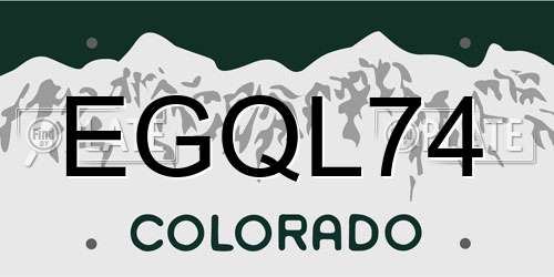 EGQL74 Colorado License Plate