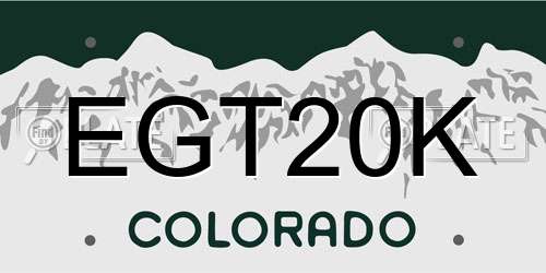 EGT20K Colorado License Plate