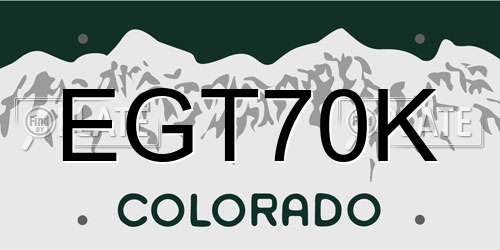 EGT70K Colorado License Plate