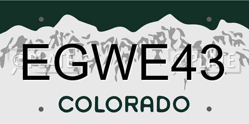 EGWE43 Colorado License Plate