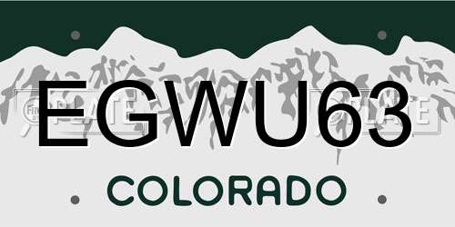 EGWU63 Colorado License Plate