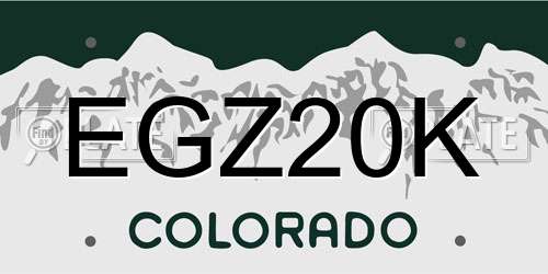 EGZ20K Colorado License Plate