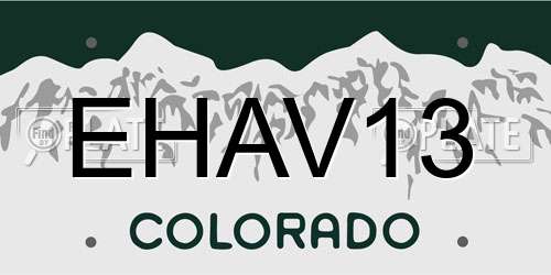 EHAV13 Colorado License Plate