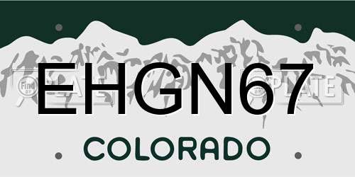 EHGN67 Colorado License Plate