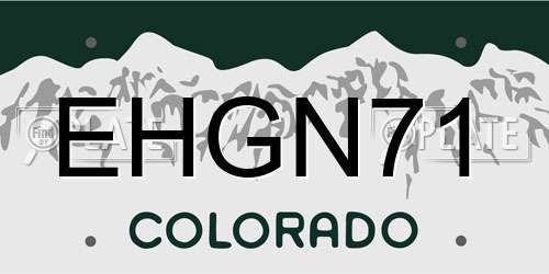 EHGN71 Colorado License Plate