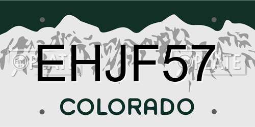 EHJF57 Colorado License Plate