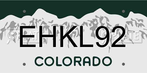 EHKL92 Colorado License Plate