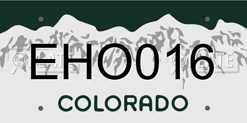 EHO016 Colorado License Plate