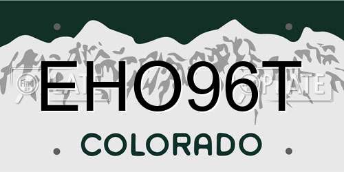 EHO96T Colorado License Plate
