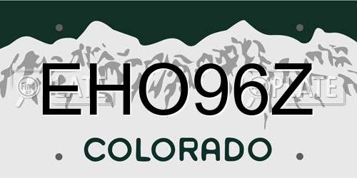 EHO96Z Colorado License Plate