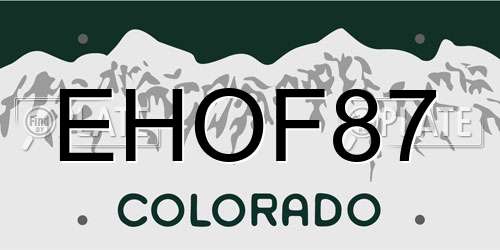 EHOF87 Colorado License Plate