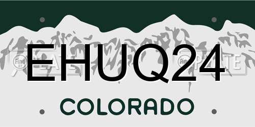 EHUQ24 Colorado License Plate