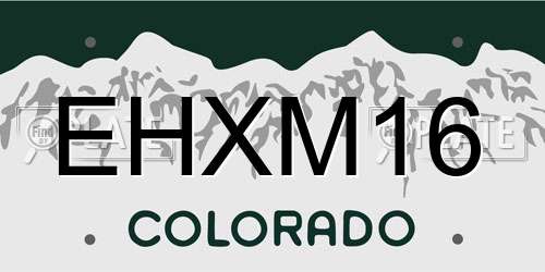 EHXM16 Colorado License Plate