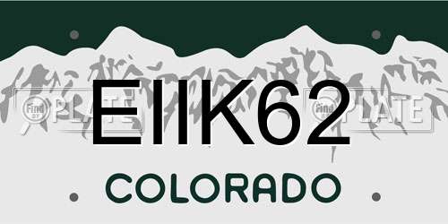 EIIK62 Colorado License Plate