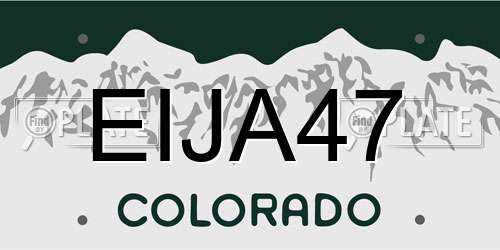 EIJA47 Colorado License Plate