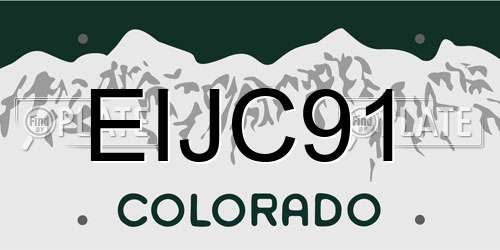 EIJC91 Colorado License Plate