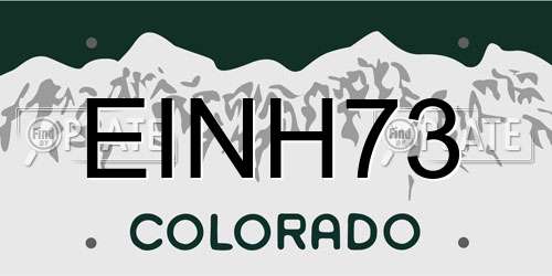 EINH73 Colorado License Plate