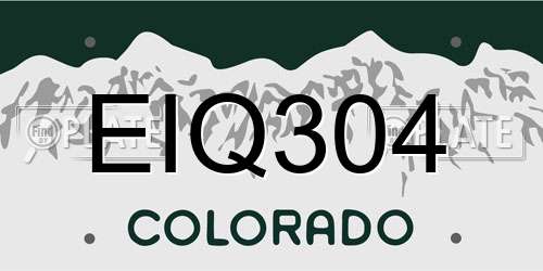 EIQ304 Colorado License Plate