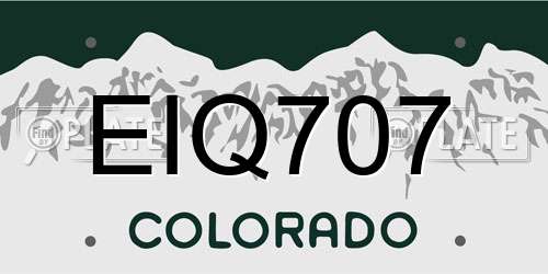 EIQ707 Colorado License Plate