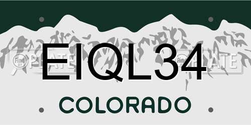 EIQL34 Colorado License Plate
