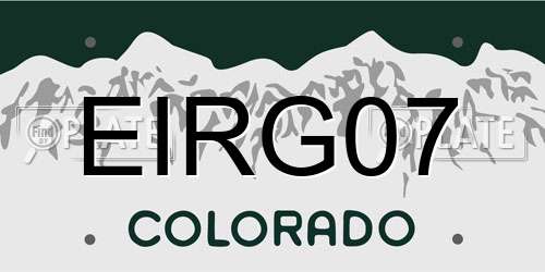 EIRG07 Colorado License Plate