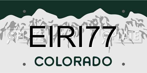 EIRI77 Colorado License Plate