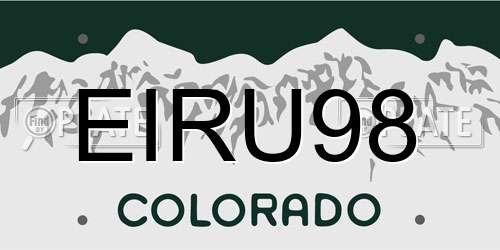 EIRU98 Colorado License Plate