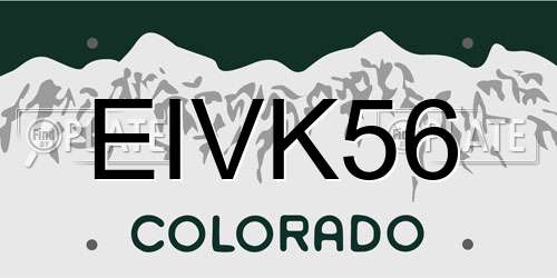 EIVK56 Colorado License Plate