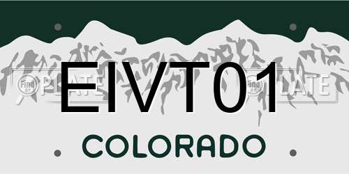 EIVT01 Colorado License Plate