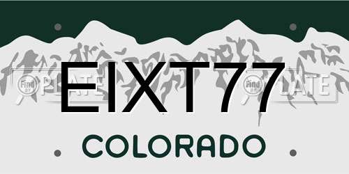 EIXT77 Colorado License Plate