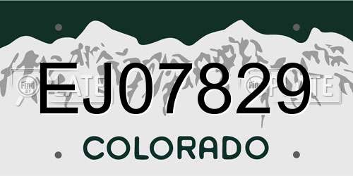 EJ07829 Colorado License Plate