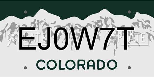 EJ0W7T Colorado License Plate