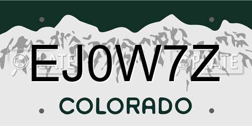 EJ0W7Z Colorado License Plate