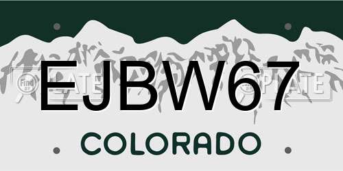EJBW67 Colorado License Plate