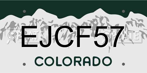 EJCF57 Colorado License Plate
