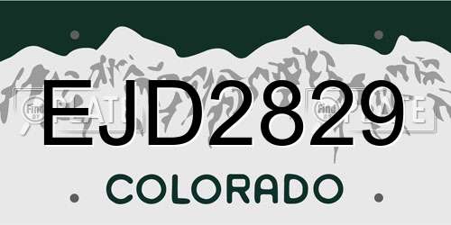 EJD2829 Colorado License Plate