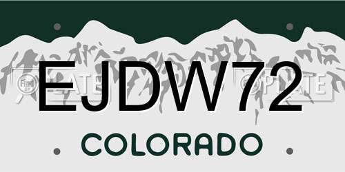 EJDW72 Colorado License Plate