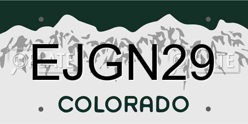 EJGN29 Colorado License Plate