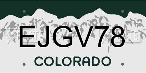EJGV78 Colorado License Plate