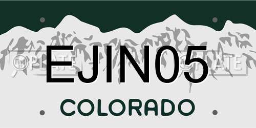 EJIN05 Colorado License Plate