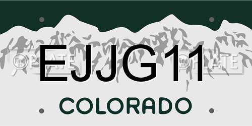 EJJG11 Colorado License Plate
