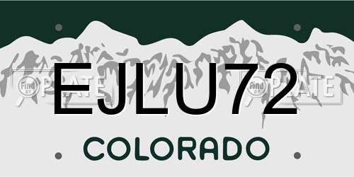 EJLU72 Colorado License Plate